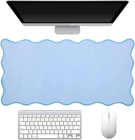 Scalloped Desk Mat 31.5" x 15.7" Large Cute Desk Mat for Desktop, Waterproof Scalloped Aesthetic Table Pad, Non-Slip Mouse Keyboard Pads Computer Accessories for Desk Office Home Gaming in Saudi Arabia