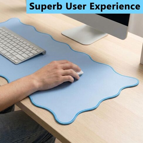 Scalloped Desk Mat 31.5" x 15.7" Large Cute Desk Mat for Desktop, Waterproof Scalloped Aesthetic Table Pad, Non-Slip Mouse Keyboard Pads Computer Accessories for Desk Office Home Gaming in Saudi Arabia