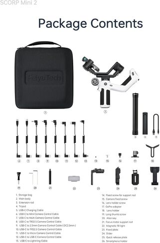 FeiyuTech Official SCORP Mini 2 Kit Gimbal,3-Axis Camera Stabilizer with AI Tracker Fill Light,1,3IN Touch Sreen, for Mirrorless Camera,Smartphone,Action Camera,with Carrying Case,Extension Rod,White in Saudi Arabia