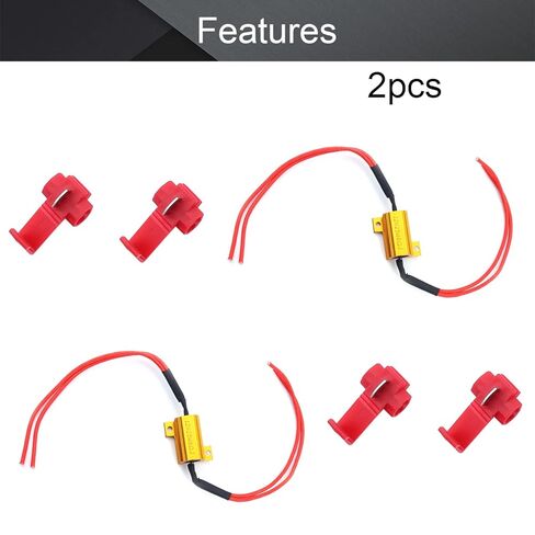 2Pcs 25W 8ohm Load Resistors Fix LED Bulb Fast Hyper Flash Turn Signal Blink Error Code Warning Cancellor, with T Clamp, WuJuntool in Kuwait