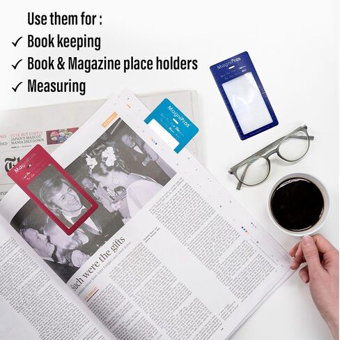 MagniPros (2 Pack) Large Full Page 3X Premium Magnifying Sheet Fresnel Lens 7.5 X 10.5 with 3 Bonus Bookmark Magnifiers Ideal for Reading Small Prints & Low Vision Seniors in Saudi Arabia