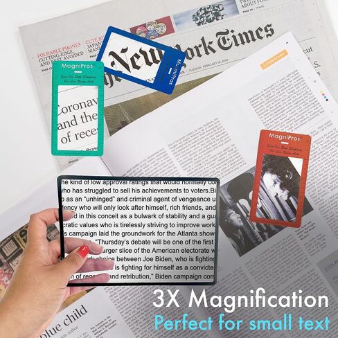 MagniPros (2 Pack) Large Full Page 3X Premium Magnifying Sheet Fresnel Lens 7.5 X 10.5 with 3 Bonus Bookmark Magnifiers Ideal for Reading Small Prints & Low Vision Seniors in Saudi Arabia