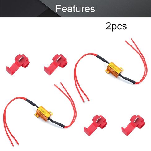 2 قطعة 25 واط 6ohm تحميل المقاومات إصلاح LED لمبة سريعة فرط فلاش بدوره إشارة وميض رمز الخطأ تحذير إلغاء ، مع T المشبك ، WuJuntool in Kuwait