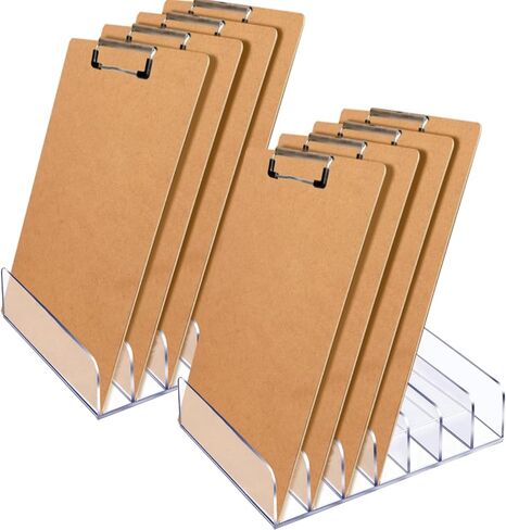 2 Pcs Acrylic Clipboard Holder 7 Slots Clipboard Organizer Display Stand Storage Rack Document Typing Paper Stand Menu Display Receipt Holder for Classroom Office School Teacher No Assembly Required in Saudi Arabia