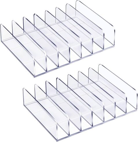 2 Pcs Acrylic Clipboard Holder 7 Slots Clipboard Organizer Display Stand Storage Rack Document Typing Paper Stand Menu Display Receipt Holder for Classroom Office School Teacher No Assembly Required in Saudi Arabia