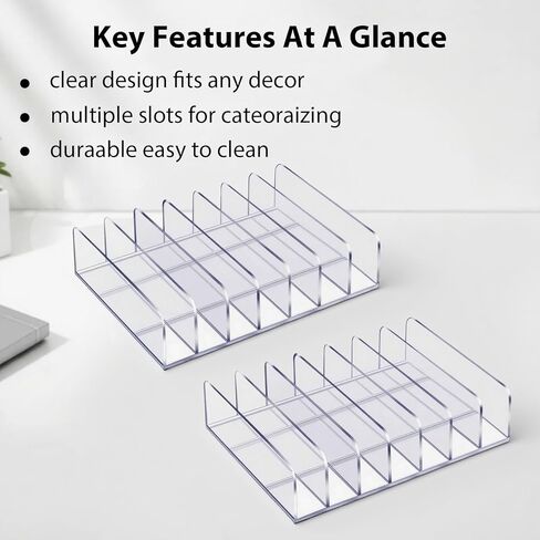 2 Pcs Acrylic Clipboard Holder 7 Slots Clipboard Organizer Display Stand Storage Rack Document Typing Paper Stand Menu Display Receipt Holder for Classroom Office School Teacher No Assembly Required in Saudi Arabia