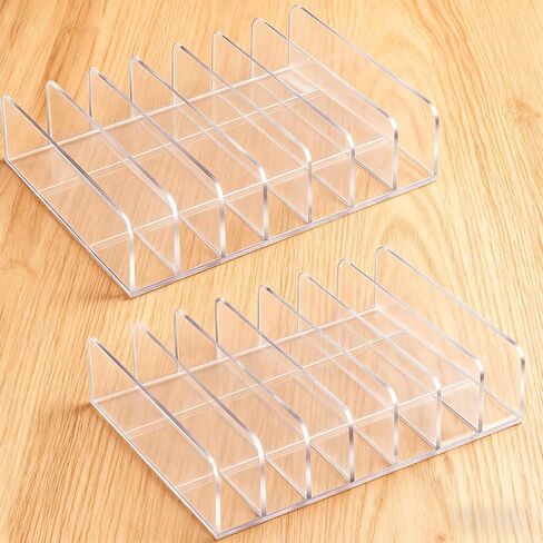 2 Pcs Acrylic Clipboard Holder 7 Slots Clipboard Organizer Display Stand Storage Rack Document Typing Paper Stand Menu Display Receipt Holder for Classroom Office School Teacher No Assembly Required in Saudi Arabia