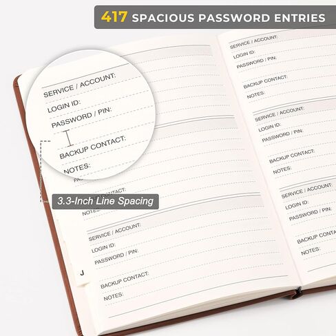 Password Books for Seniors with Alphabetical Tabs, 5.7" x 8.3" Hardcover Address and Password Organizer for Internet Address Website Login, Password Keeper Book for Home Office (Brown) in Saudi Arabia