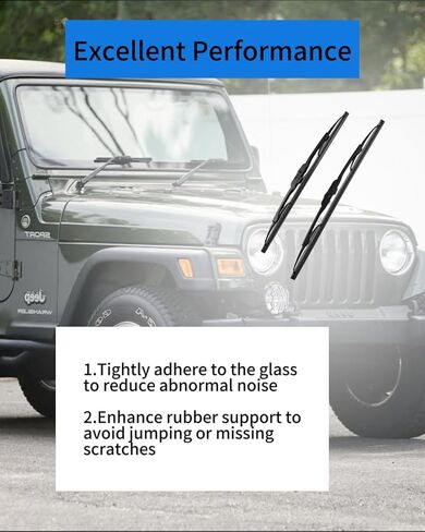 2Pcs Wiper Blade Set Fit for Jeep Wrangler YJ 1987-2006, Pair of Front Windshield Wiper Blades Replace 83505425 19712.01 in Saudi Arabia