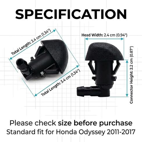 76810-TK8-A01 Windshield Washer Nozzle Kit fit for Honda Odyssey 2011 2012 2013 2014 2015 2016 2017, Direct Replacement Premium Adjustable Front Hood Wiper Fluid Nozzles in Saudi Arabia