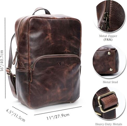 Handmade Leather Backpack for Men and Women, 15.6 Inch Laptop Bag, Genuine Leather Retro Style Casual Daypack, For Colleges & Office, Travel or Hiking- Vintage Brown in Saudi Arabia