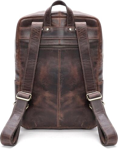 Handmade Leather Backpack for Men and Women, 15.6 Inch Laptop Bag, Genuine Leather Retro Style Casual Daypack, For Colleges & Office, Travel or Hiking- Vintage Brown in Saudi Arabia