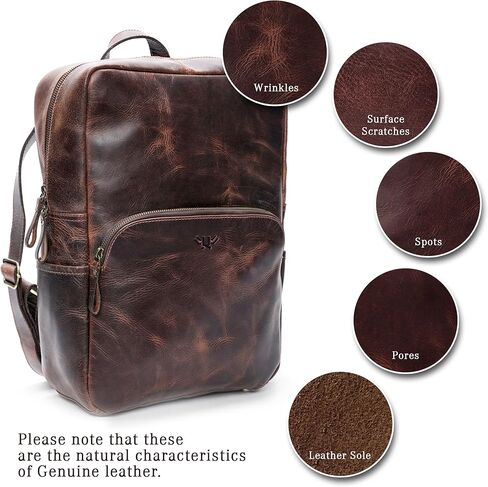Handmade Leather Backpack for Men and Women, 15.6 Inch Laptop Bag, Genuine Leather Retro Style Casual Daypack, For Colleges & Office, Travel or Hiking- Vintage Brown in Saudi Arabia