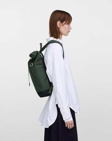 Sandqvist Men's Icon Medium Rolltop Backpack, Dawn Green With Dark Brown, One Size in Kuwait