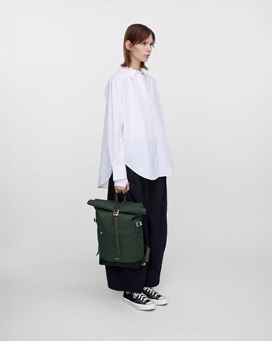 Sandqvist Men's Icon Medium Rolltop Backpack, Dawn Green With Dark Brown, One Size in Saudi Arabia