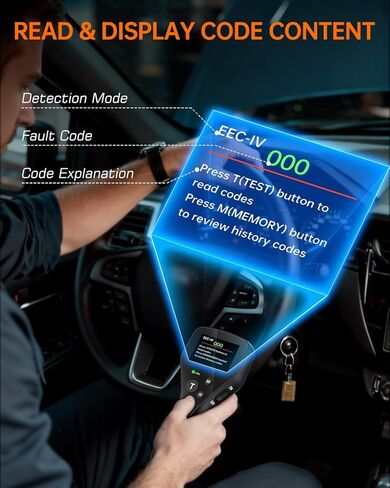 ELFREE OBD1 Scanner Compatible with Ford Lincoln Mercury 1981-1995, LCD Display Code Reader with Definitions, Plug and Play OBD1 Scann Tool, Reinforced Pins, 9FT Cable in Saudi Arabia