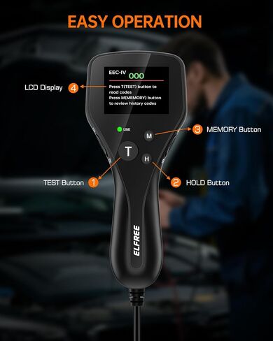 ELFREE OBD1 Scanner Compatible with Ford Lincoln Mercury 1981-1995, LCD Display Code Reader with Definitions, Plug and Play OBD1 Scann Tool, Reinforced Pins, 9FT Cable in Saudi Arabia