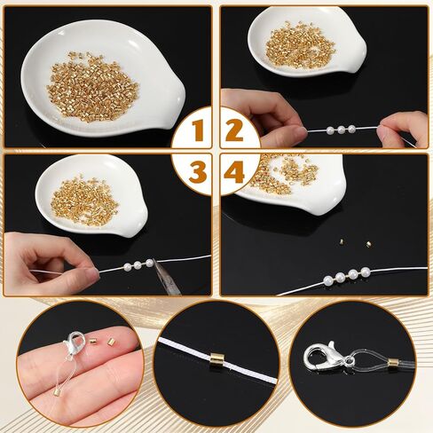 500 Pcs Crimp Beads for Jewelry Making, 18K Plated Brass 2x2 mm Tube Crimping Beads, Column Stoppers to Secure The Ends of Strings, Crimping Tube Accessories(Gold) in Kuwait