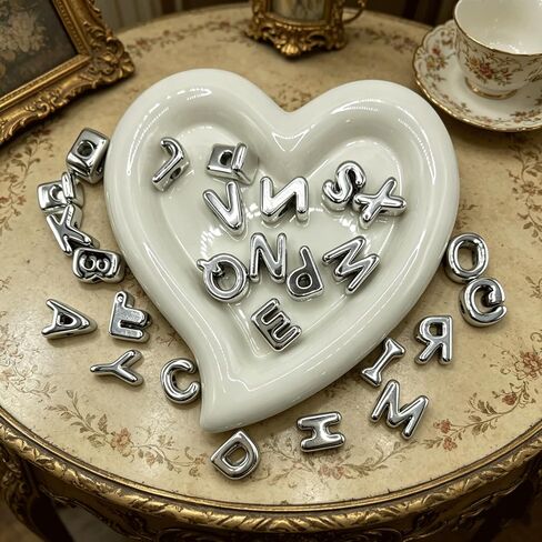 26PCS A-Z Large Letters Focal Acrylic Beads, Silver Alphabet Focal Beads for Keychain Making, Alphabet Shape Loose Beads Bulk for DIY Handmade Crafts Jewelry Necklace Bracelet Lanyard Making in Saudi Arabia