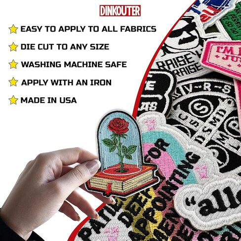Romance Rose Flower Patch 3" Romance Reading Patches Bookish Iron On/Sew On Embroidery Patch for Caps, Backpacks, Jackets, Uniform DIY PVC Patches Gift for Her Girls 3 Inches in Kuwait