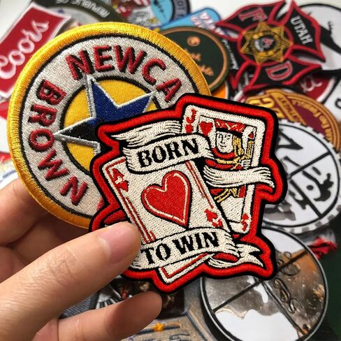 Born to Win Patch 3 Inch Ace of Hearts Playing Card Gambling Lucky Embroidered Patches Sew On Iron On for Backpack, Jacket, Hat, Jeans DIY Clothes Accessories Gift for Men Women in Kuwait