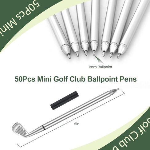 Lnrueg 50 Pcs Golf Ballpoint Pens, Bulk Mini Golf Club Ballpoint Pens 1.0 mm, Decorative Golf Pens for School, Office, Souvenirs, Golfing Club Props, Funny Sports Writing Pens. Black Ink in Kuwait
