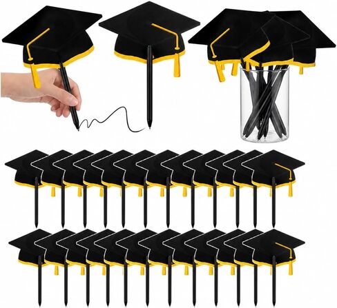 Resurhang 24 Pack Graduation Cap Ballpoint Pens Bulk Class of 2026 Black and Gold Graduation Party Favors Pens with Grad Caps for Grad Gifts School Office Party Supplies Student Gifts in Kuwait