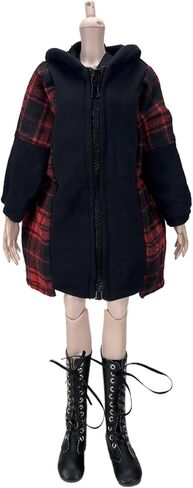60cm SD BJD Doll Clothes Set - Edgy Grunge Outfit with Black Crop Tank Top, Plaid Skirt, Zip - Up Hoodie & Lace - Up Boots, 1/3 Doll Accessories in Saudi Arabia