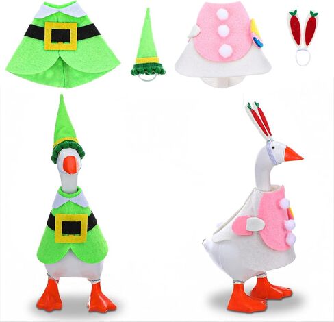2 PCS Desk Goose Outfits 7 Inches, Desk Goose Clothes for Valentine's Day and Easter Holiday Costume Accessories, Felt Desktop Gooses Statue Decor for Office and Home Table in Kuwait
