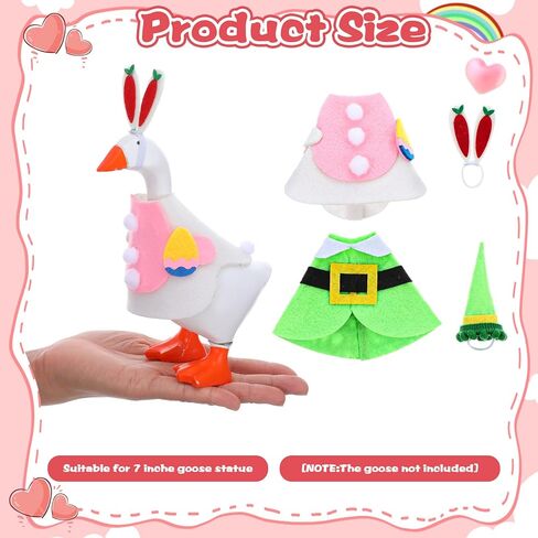 2 PCS Desk Goose Outfits 7 Inches, Desk Goose Clothes for Valentine's Day and Easter Holiday Costume Accessories, Felt Desktop Gooses Statue Decor for Office and Home Table in Kuwait