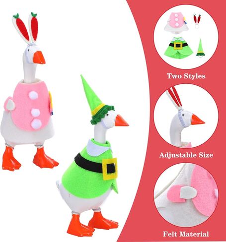2 PCS Desk Goose Outfits 7 Inches, Desk Goose Clothes for Valentine's Day and Easter Holiday Costume Accessories, Felt Desktop Gooses Statue Decor for Office and Home Table in Kuwait