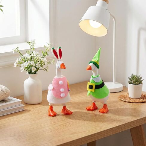 2 PCS Desk Goose Outfits 7 Inches, Desk Goose Clothes for Valentine's Day and Easter Holiday Costume Accessories, Felt Desktop Gooses Statue Decor for Office and Home Table in Kuwait