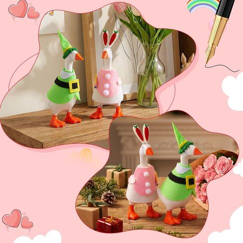 2 PCS Desk Goose Outfits 7 Inches, Desk Goose Clothes for Valentine's Day and Easter Holiday Costume Accessories, Felt Desktop Gooses Statue Decor for Office and Home Table in Kuwait