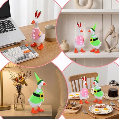 2 PCS Desk Goose Outfits 7 Inches, Desk Goose Clothes for Valentine's Day and Easter Holiday Costume Accessories, Felt Desktop Gooses Statue Decor for Office and Home Table in Kuwait