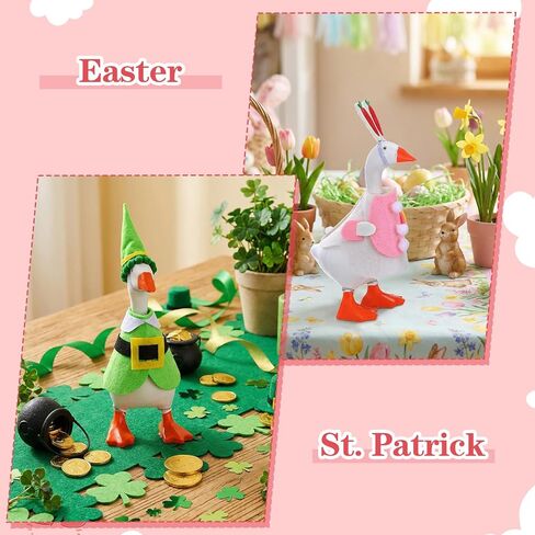 2 PCS Desk Goose Outfits 7 Inches, Desk Goose Clothes for Valentine's Day and Easter Holiday Costume Accessories, Felt Desktop Gooses Statue Decor for Office and Home Table in Kuwait