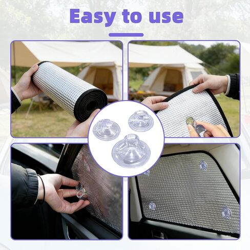 72 Pcs 3 Sizes (3.5CM, 4.5CM, 3.8CM) Strong Suction Transparent Suction Cups with Storage Bag for Car Windshield Sunshade, Windows, Home Glass - Reusable & Multi-Surface for Car Owners in Saudi Arabia