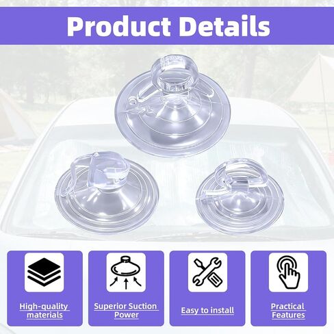 72 Pcs 3 Sizes (3.5CM, 4.5CM, 3.8CM) Strong Suction Transparent Suction Cups with Storage Bag for Car Windshield Sunshade, Windows, Home Glass - Reusable & Multi-Surface for Car Owners in Saudi Arabia