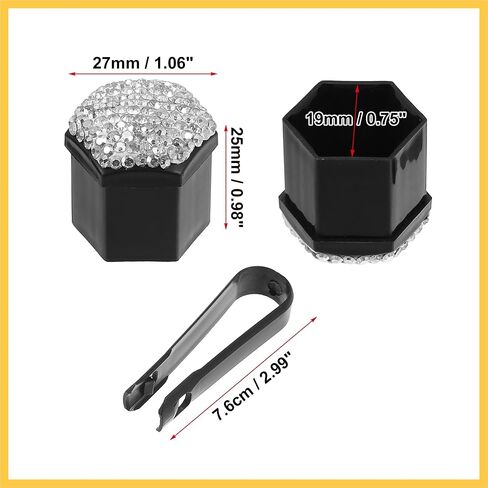 20pcs Wheel Lug Nut Cap Covers 19mm Bling Faux Crystal Wheel Bolt Cap Cover Universal Wheel Lug Nut Cap Hex Protector White Auto Replacement Parts in Kuwait
