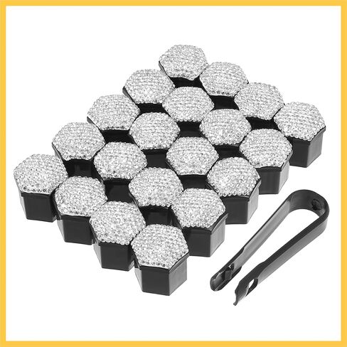 20pcs Wheel Lug Nut Cap Covers 19mm Bling Faux Crystal Wheel Bolt Cap Cover Universal Wheel Lug Nut Cap Hex Protector White Auto Replacement Parts in Kuwait