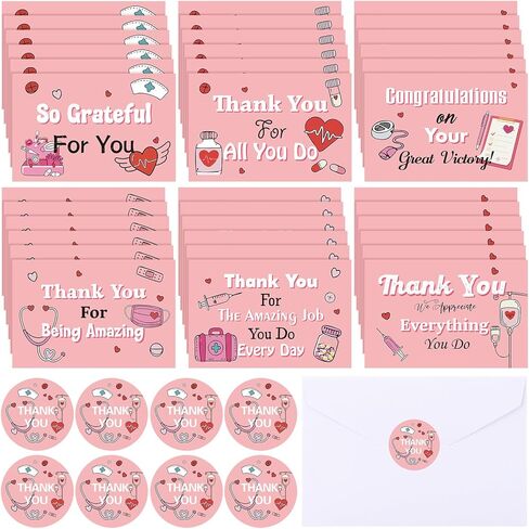 Glenmal 36 Set CNA Week Thank You Cards with Envelope Sticker 2026 Nursing Assistant Greeting Card Appreciation Gifts Supplies for CNA Week ICU LPN Medical Assistant Nursing(Green) in Kuwait