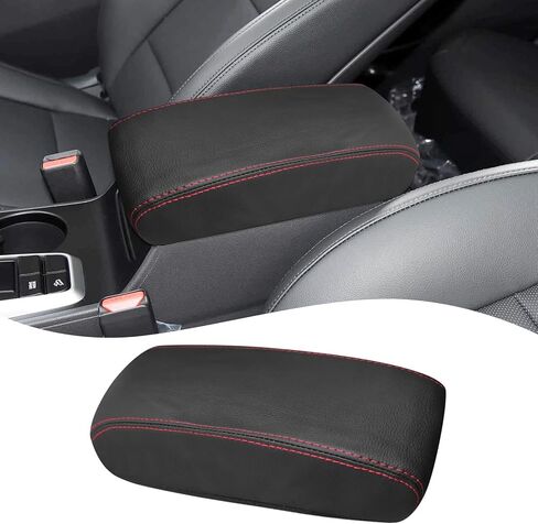 QianBao متوافق مع Hyundai Tucson 2016 2017 2018 2019 2020 2021 غطاء مسند ذراع جلدي لوحدة التحكم المركزية وغطاء وحدة التحكم الوسطى وغرز حمراء in Kuwait