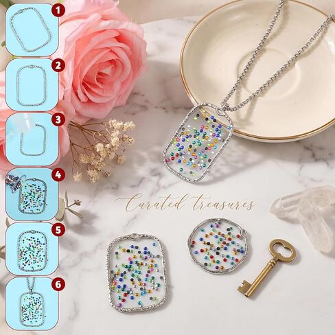 Larrel Open Bezels for PET Jewelry Making, 30 Pcs Silver Elegant Open Back Bezel Pendants, Hollow Frame Pendants Jewelry Making Kit for Earrings, Necklaces, Bracelets, Pressed Flower Charms in Kuwait