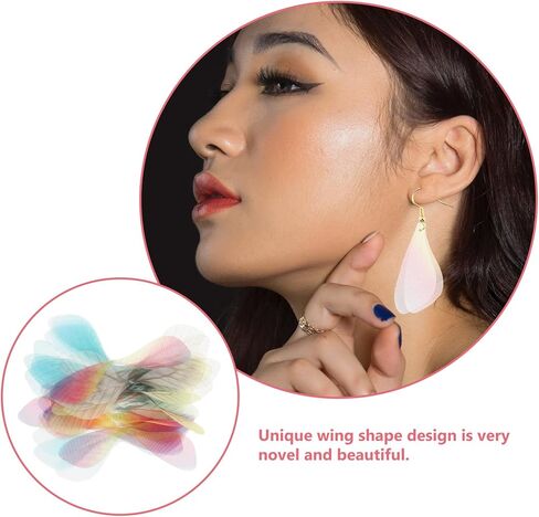 NUOBESTY DIY Dragonfly Wings 50Pcs, DIY Butterfly Wings Charms Handmade Wedding Dragonfly Wings Decors Cloth Jewelry Crafts Making Wings Craft for Decor - Random Color in Saudi Arabia