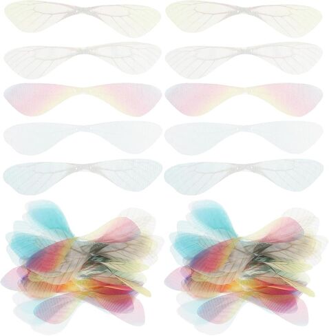 NUOBESTY DIY Dragonfly Wings 50Pcs, DIY Butterfly Wings Charms Handmade Wedding Dragonfly Wings Decors Cloth Jewelry Crafts Making Wings Craft for Decor - Random Color in Saudi Arabia