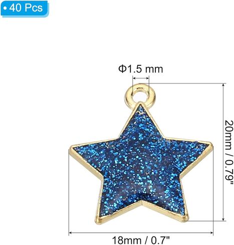 PATIKIL 40pcs Star Charm, Pentagram Bracelet Charm Pendants Small Bulk Resin Glitters for Jewelry Making Bracelets Earrings in Kuwait
