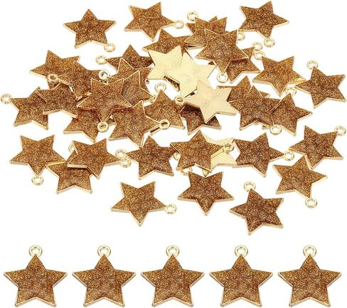 PATIKIL 40pcs Star Charm, Pentagram Bracelet Charm Pendants Small Bulk Resin Glitters for Jewelry Making Bracelets Earrings in Kuwait