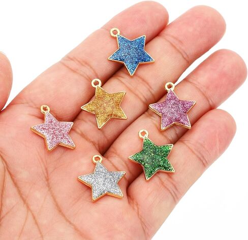 PATIKIL 40pcs Star Charm, Pentagram Bracelet Charm Pendants Small Bulk Resin Glitters for Jewelry Making Bracelets Earrings in Kuwait
