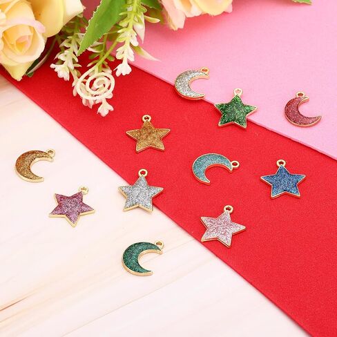 PATIKIL 40pcs Star Charm, Pentagram Bracelet Charm Pendants Small Bulk Resin Glitters for Jewelry Making Bracelets Earrings in Kuwait