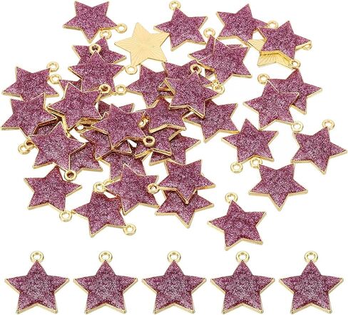 PATIKIL 40pcs Star Charm, Pentagram Bracelet Charm Pendants Small Bulk Resin Glitters for Jewelry Making Bracelets Earrings in Kuwait