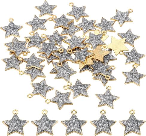 PATIKIL 40pcs Star Charm, Pentagram Bracelet Charm Pendants Small Bulk Resin Glitters for Jewelry Making Bracelets Earrings in Kuwait